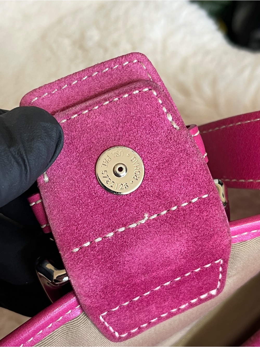 Coach 6818 SMALL Vintage Pink Soho Y2K Signature C Canvas & Suede Bag Rare - Picture 4 of 16
